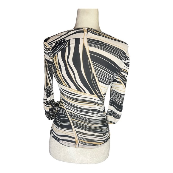 Y2K Abstract Striped Wrap-Top Blouse - Picture 4 of 5